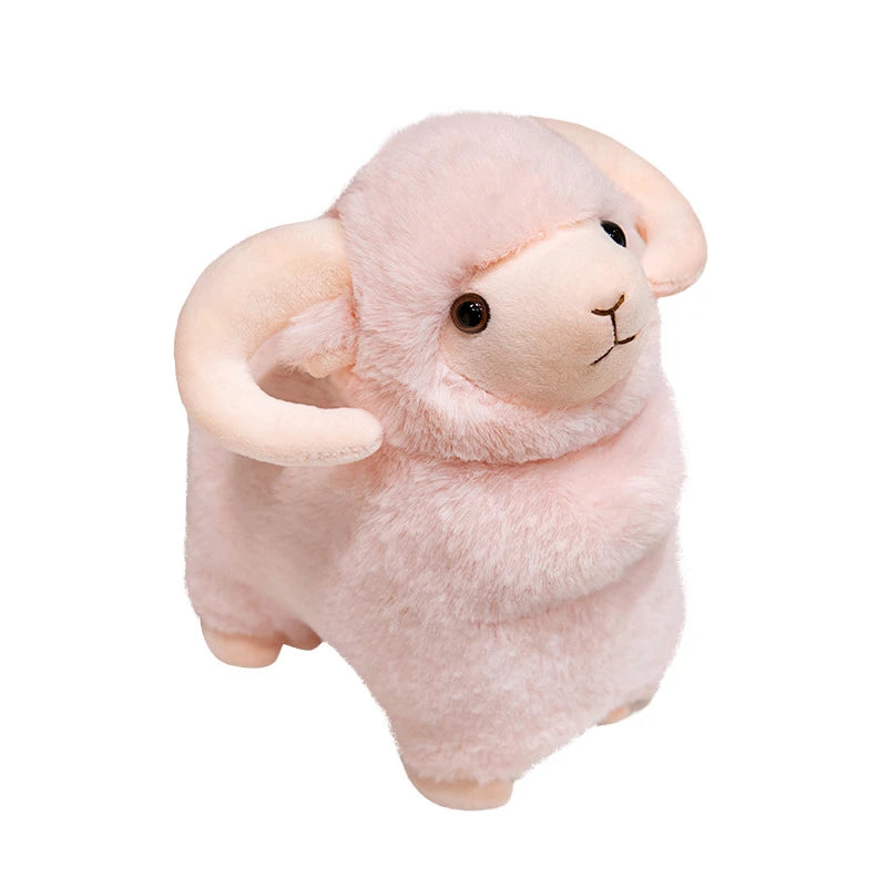kawaiies-softtoys-plushies-kawaii-plush-Fluffy Pink White Sheep Ram Plushies Soft toy 
