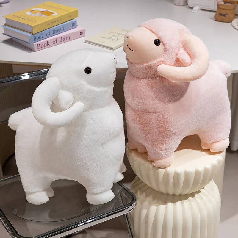 kawaiies-softtoys-plushies-kawaii-plush-Fluffy Pink White Sheep Ram Plushies Soft toy 