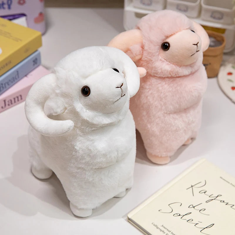kawaiies-softtoys-plushies-kawaii-plush-Fluffy Pink White Sheep Ram Plushies Soft toy 