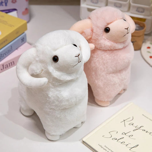 kawaiies-softtoys-plushies-kawaii-plush-Fluffy Pink White Sheep Ram Plushies Soft toy 