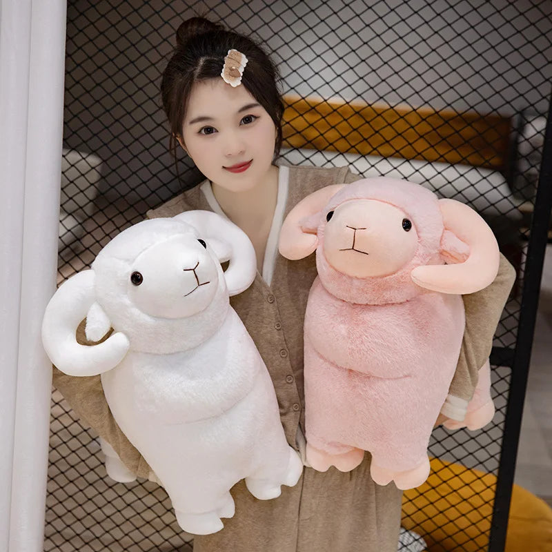 kawaiies-softtoys-plushies-kawaii-plush-Fluffy Pink White Sheep Ram Plushies Soft toy 