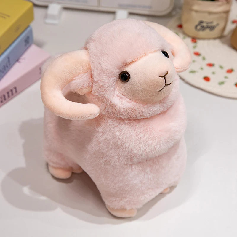 kawaiies-softtoys-plushies-kawaii-plush-Fluffy Pink White Sheep Ram Plushies Soft toy Pink 25cm 