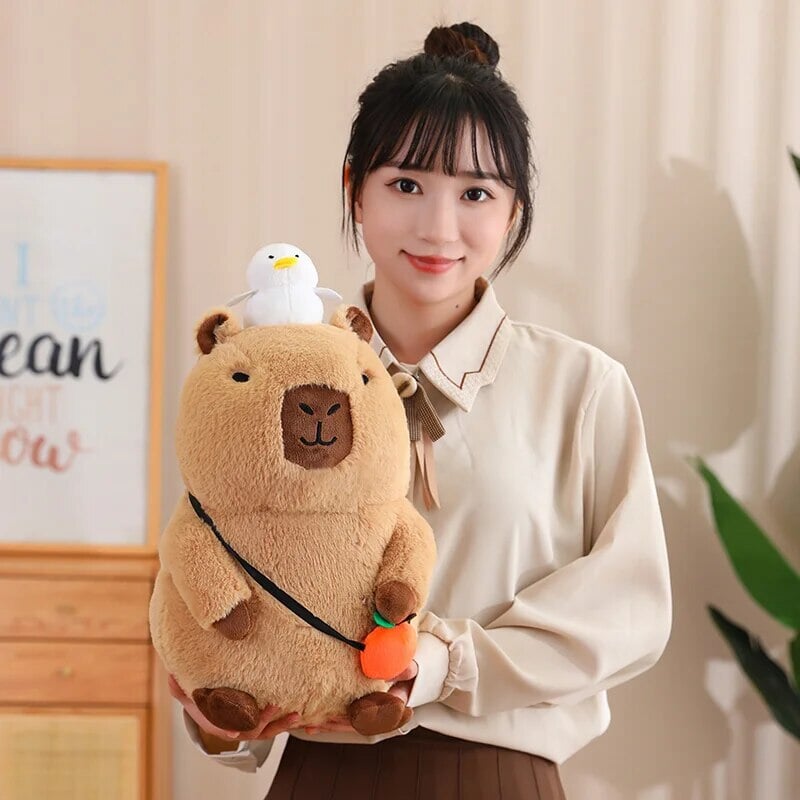 kawaiies-softtoys-plushies-kawaii-plush-Fluffy Sleepy Capybara with Orange Plushie Soft toy 