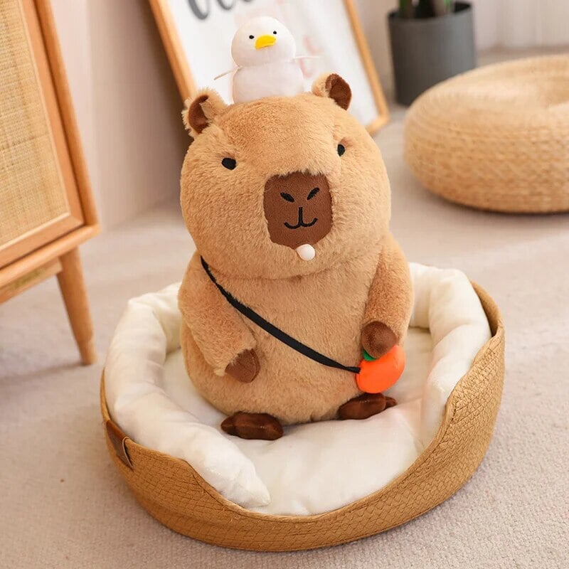 kawaiies-softtoys-plushies-kawaii-plush-Fluffy Sleepy Capybara with Orange Plushie Soft toy 