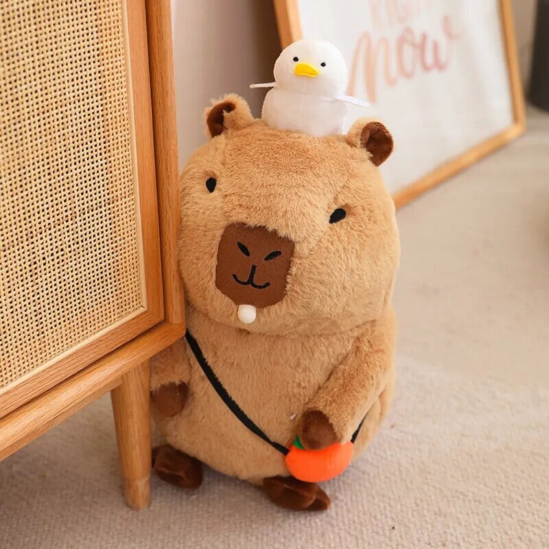 kawaiies-softtoys-plushies-kawaii-plush-Fluffy Sleepy Capybara with Orange Plushie Soft toy 