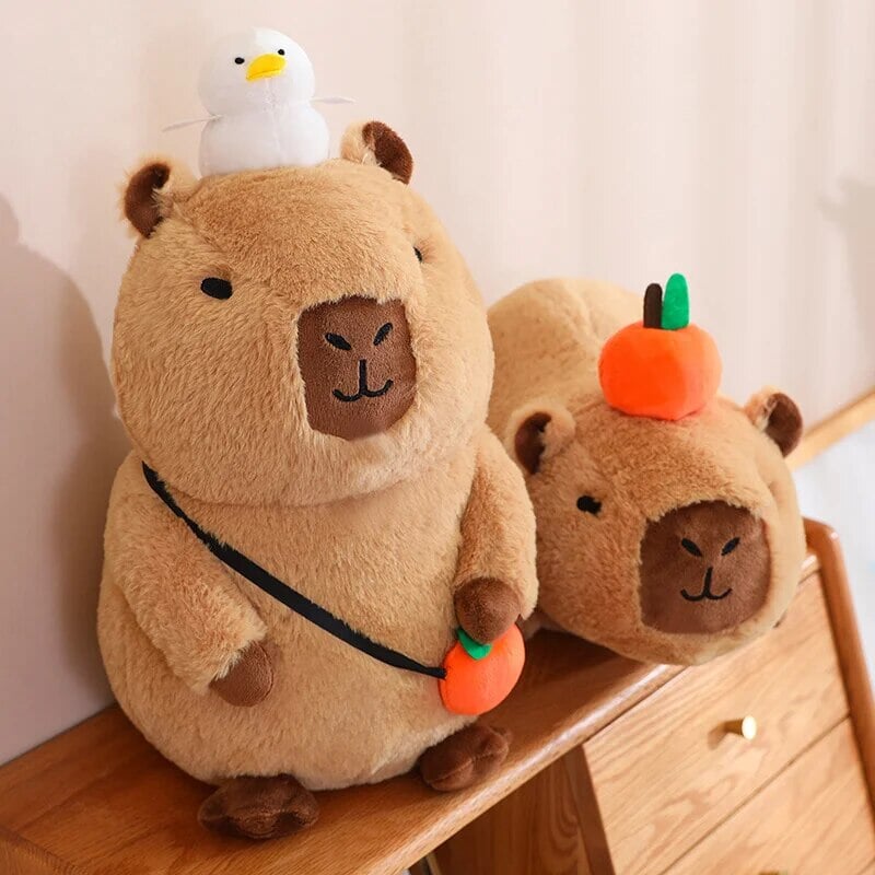 kawaiies-softtoys-plushies-kawaii-plush-Fluffy Sleepy Capybara with Orange Plushie Soft toy 