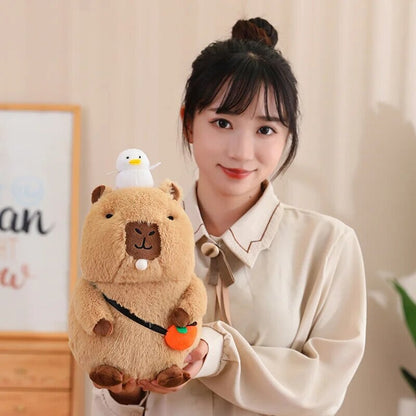 kawaiies-softtoys-plushies-kawaii-plush-Fluffy Sleepy Capybara with Orange Plushie Soft toy 