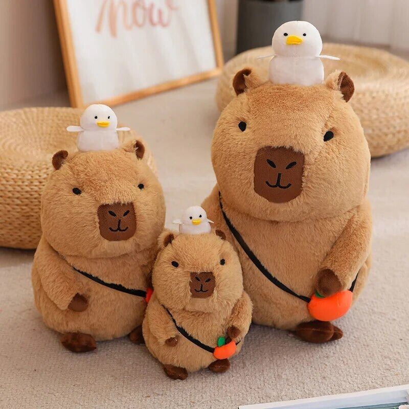 kawaiies-softtoys-plushies-kawaii-plush-Fluffy Sleepy Capybara with Orange Plushie Soft toy 