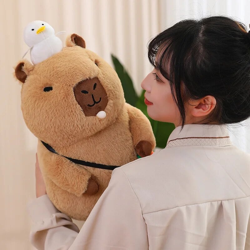 kawaiies-softtoys-plushies-kawaii-plush-Fluffy Sleepy Capybara with Orange Plushie Soft toy 