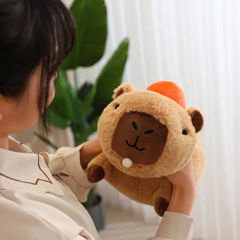 kawaiies-softtoys-plushies-kawaii-plush-Fluffy Sleepy Capybara with Orange Plushie Soft toy 
