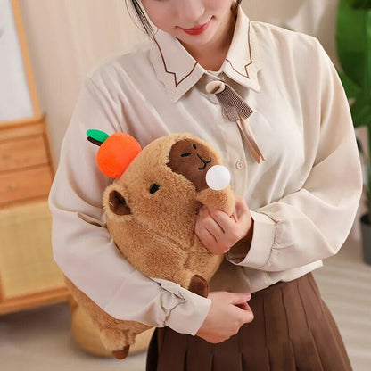 kawaiies-softtoys-plushies-kawaii-plush-Fluffy Sleepy Capybara with Orange Plushie Soft toy 
