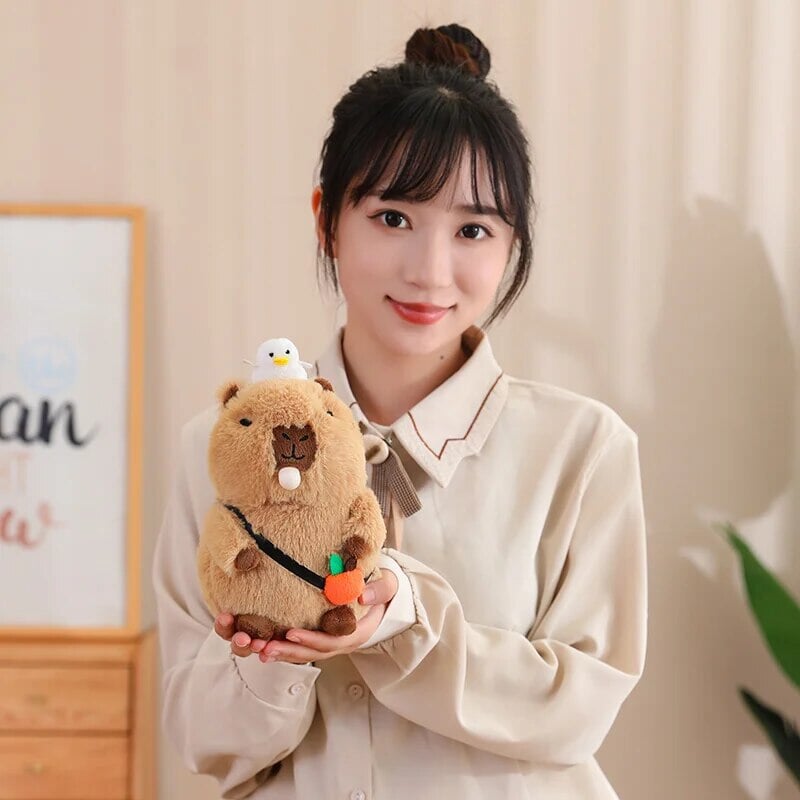 kawaiies-softtoys-plushies-kawaii-plush-Fluffy Sleepy Capybara with Orange Plushie Soft toy 