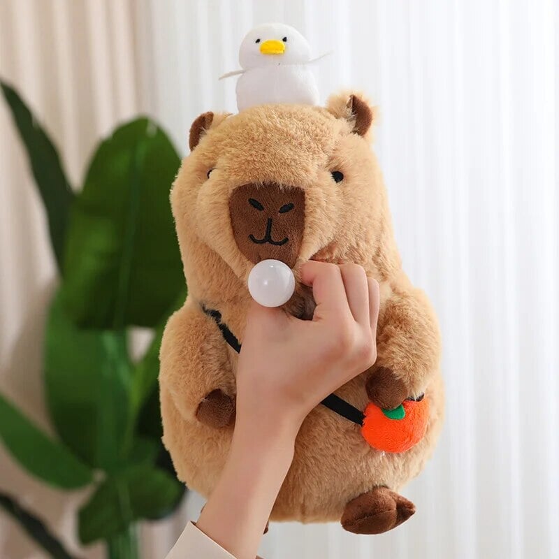 kawaiies-softtoys-plushies-kawaii-plush-Fluffy Sleepy Capybara with Orange Plushie Soft toy 