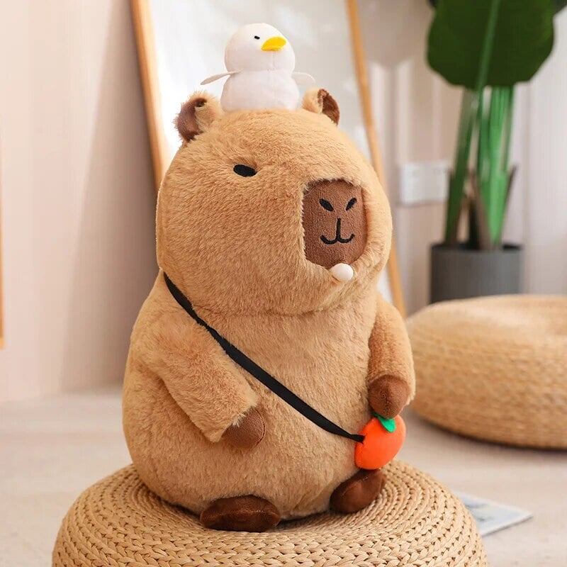 kawaiies-softtoys-plushies-kawaii-plush-Fluffy Sleepy Capybara with Orange Plushie Soft toy Sit with Bubble 8in / 20cm 