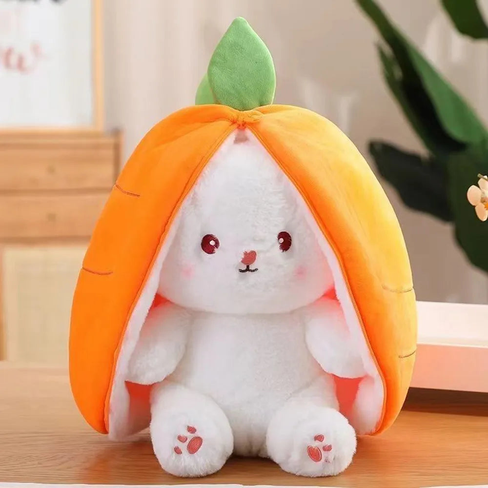Fluffy Strawberry Carrot Bunny Zip Up Plushie Kawaiies