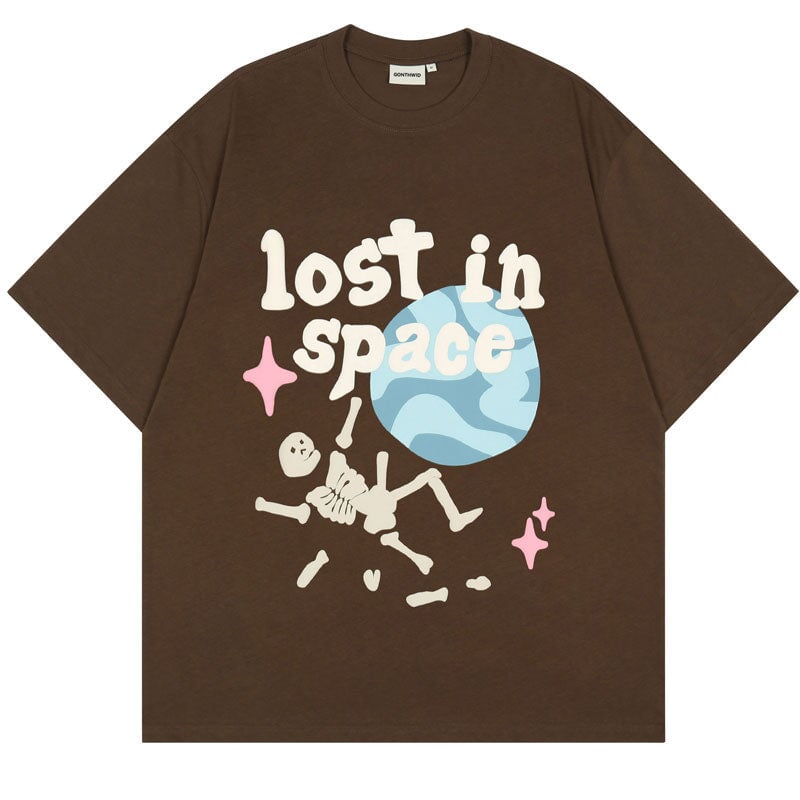 kawaiies-softtoys-plushies-kawaii-plush-Foam Print Lost in Space Skeleton Tee Tops Brown M 