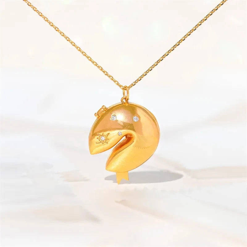 kawaiies-softtoys-plushies-kawaii-plush-Fortune Cookie Hidden Message 18K Gold-plated Pendant Necklace Jewelry 
