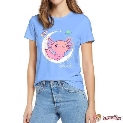 kawaiies-softtoys-plushies-kawaii-plush-Galaxy Axolotl Landing on the Moon Cotton Tee Apparel 