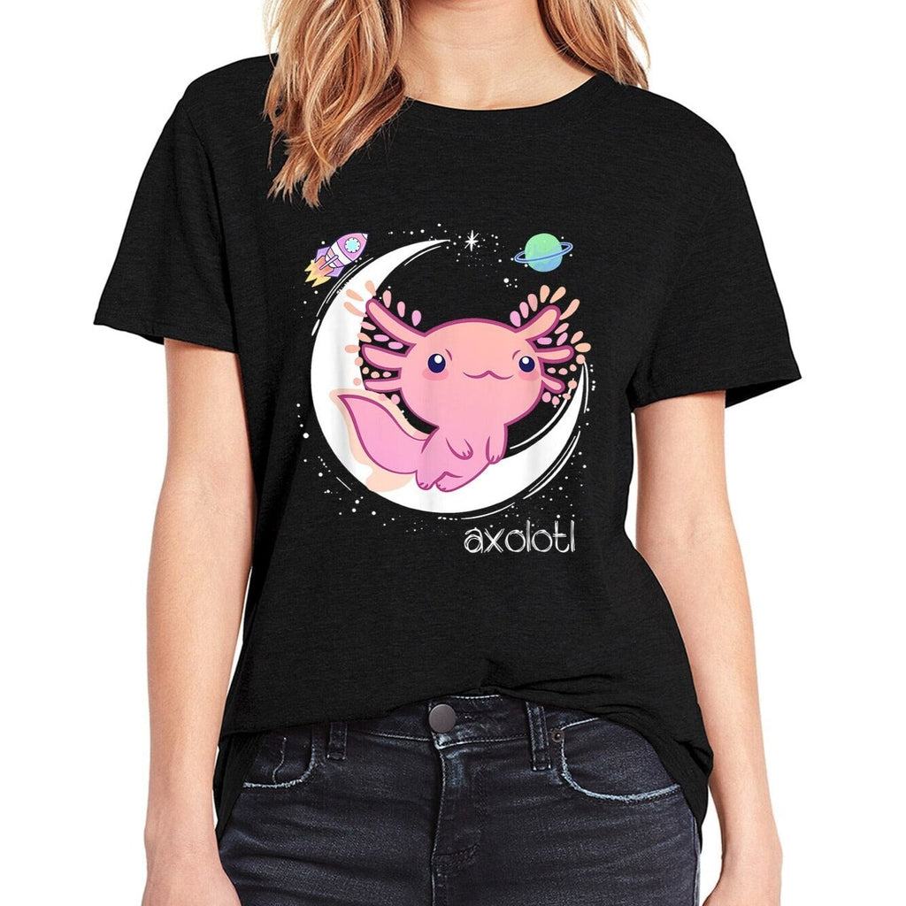 kawaiies-softtoys-plushies-kawaii-plush-Galaxy Axolotl Landing on the Moon Cotton Tee Apparel 