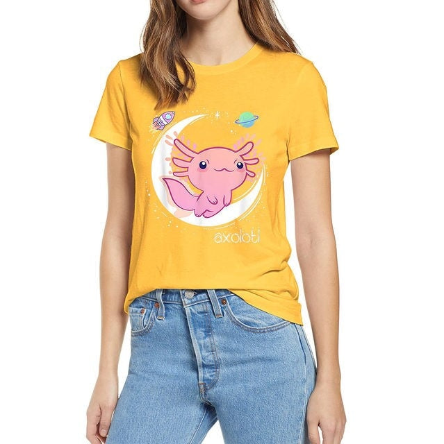 kawaiies-softtoys-plushies-kawaii-plush-Galaxy Axolotl Landing on the Moon Cotton Tee Apparel 