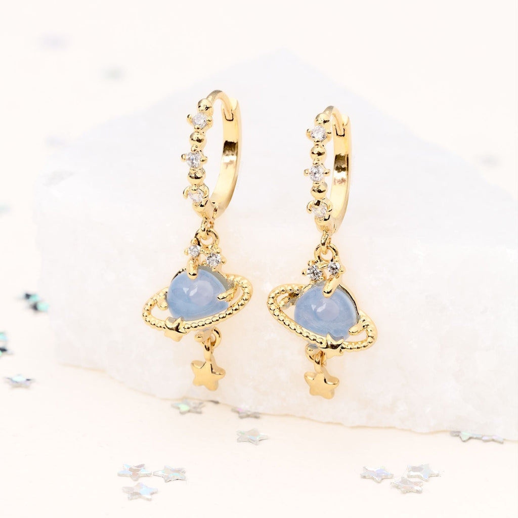 kawaiies-softtoys-plushies-kawaii-plush-Galaxy Hanging Neptune Gold-Plated Stud Earrings | NEW Earrings 