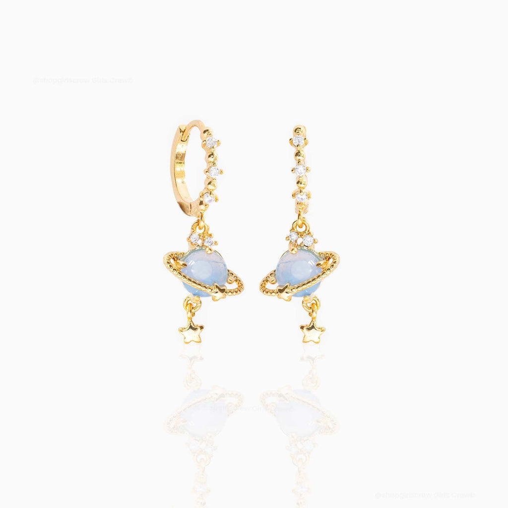 kawaiies-softtoys-plushies-kawaii-plush-Galaxy Hanging Neptune Gold-Plated Stud Earrings | NEW Earrings Gold 