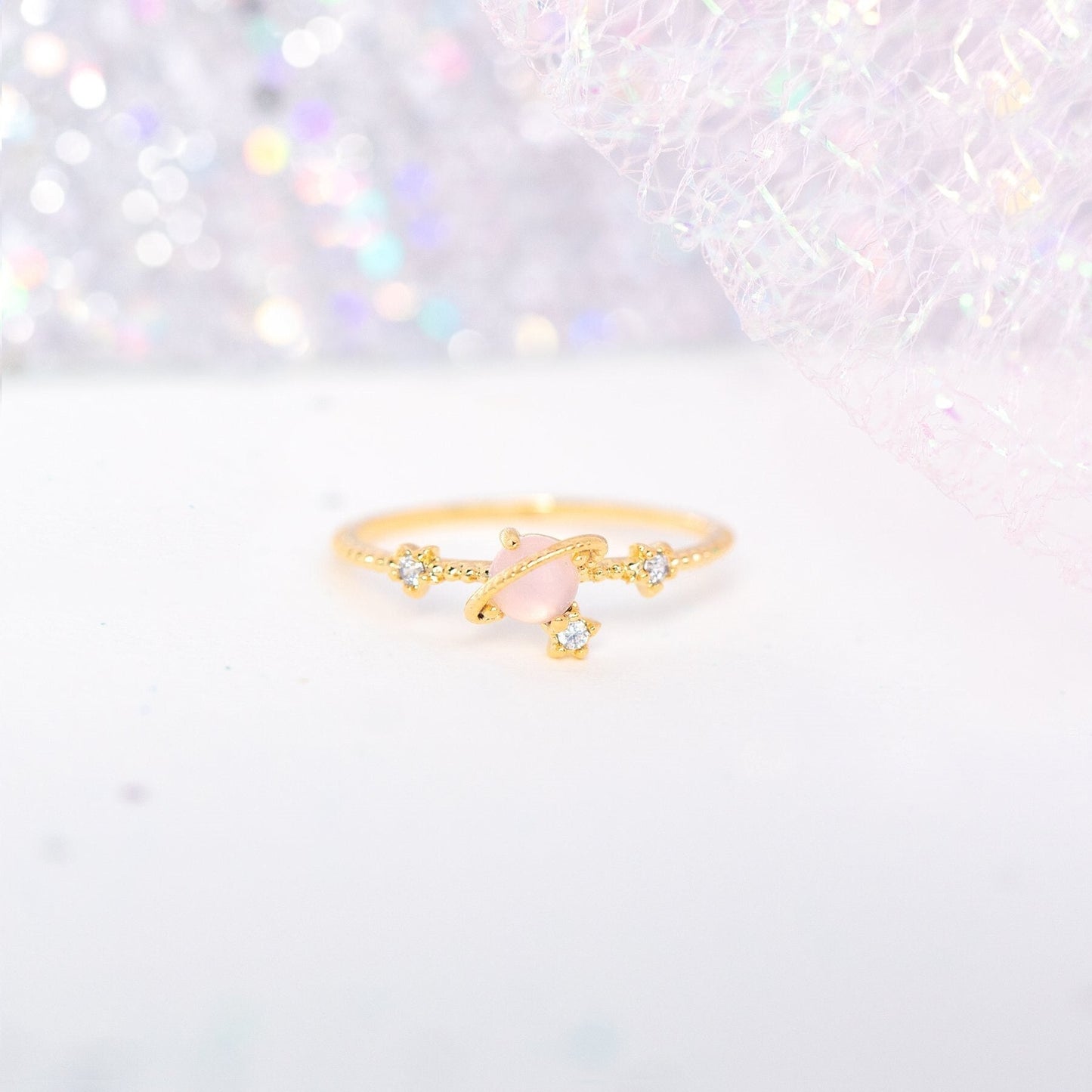 kawaiies-softtoys-plushies-kawaii-plush-Galaxy Pink Planet Gold-plated Ring Ring 