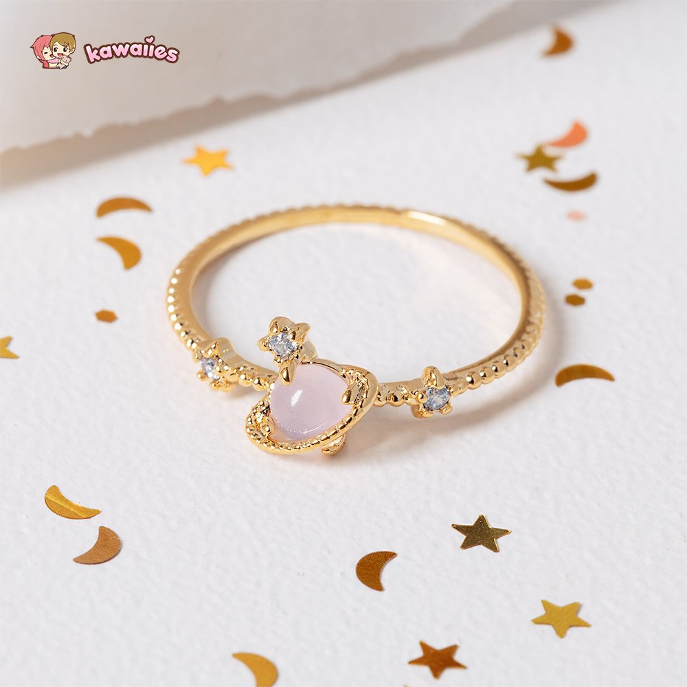 kawaiies-softtoys-plushies-kawaii-plush-Galaxy Pink Planet Gold-plated Ring Ring 