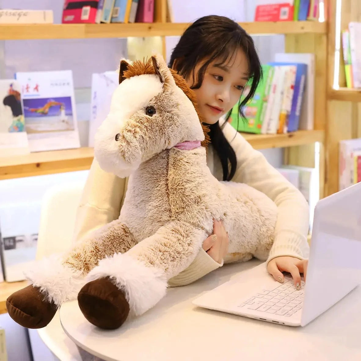 kawaiies-softtoys-plushies-kawaii-plush-Giant Fluffy Brown Gray Horse Plushie Soft toy 