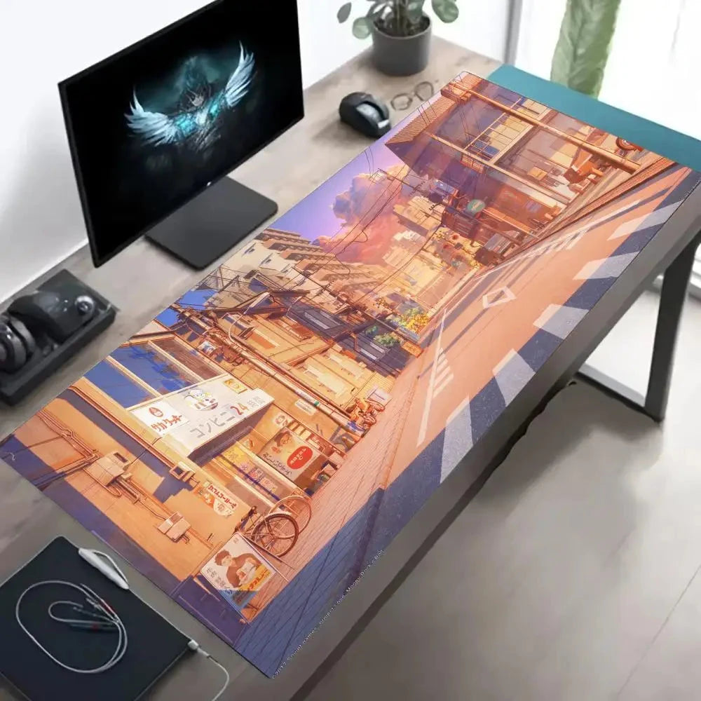 kawaiies-softtoys-plushies-kawaii-plush-Glowing Japanese Street Architecture Mouse Pad Mouse Pads 