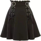 kawaiies-softtoys-plushies-kawaii-plush-Gothic Black Heart Bow High Waist Mini Skirt Apparel 