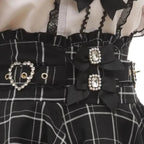 kawaiies-softtoys-plushies-kawaii-plush-Gothic Heart Bow High Waist Black Plaid Skirt Apparel 