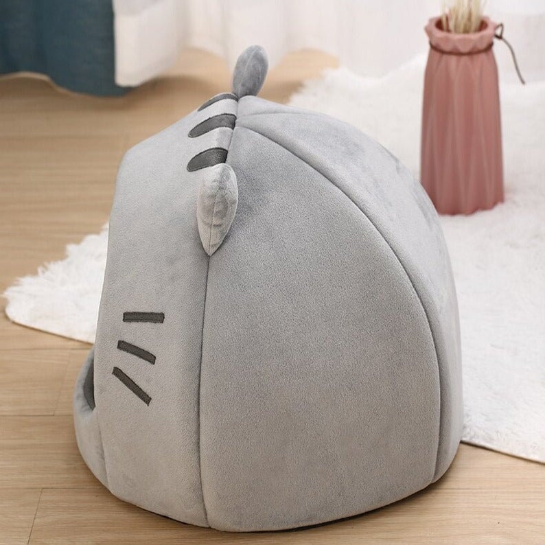 kawaiies-softtoys-plushies-kawaii-plush-Gray Cat-themed Cat Dog Pet Round Cave House pet toys 