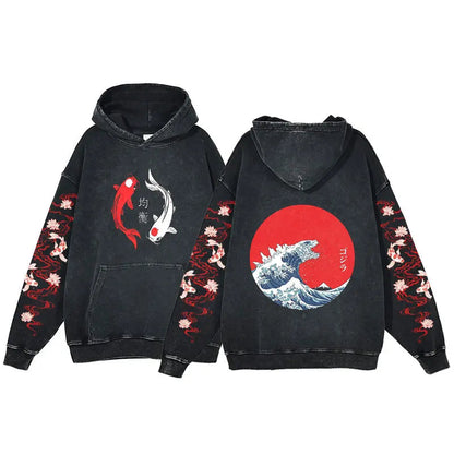 kawaiies-softtoys-plushies-kawaii-plush-Great Wave off Kanagawa Fish Godzilla Vintage Style Unisex Hoodie Apparel Godzilla S 