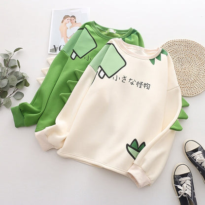 kawaiies-softtoys-plushies-kawaii-plush-Green Dinosaur Long Sleeve Unisex Sweatshirts | NEW Hoodies 
