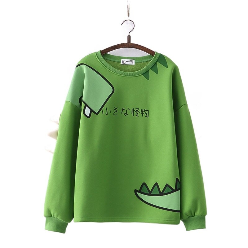 kawaiies-softtoys-plushies-kawaii-plush-Green Dinosaur Long Sleeve Unisex Sweatshirts | NEW Hoodies Green 