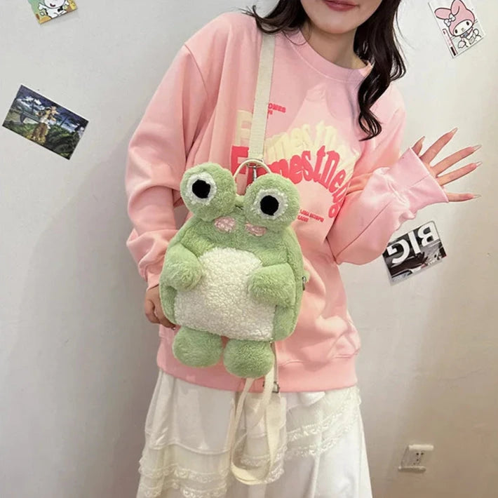 kawaiies-softtoys-plushies-kawaii-plush-Green Froggy Plush Backpack Bags 