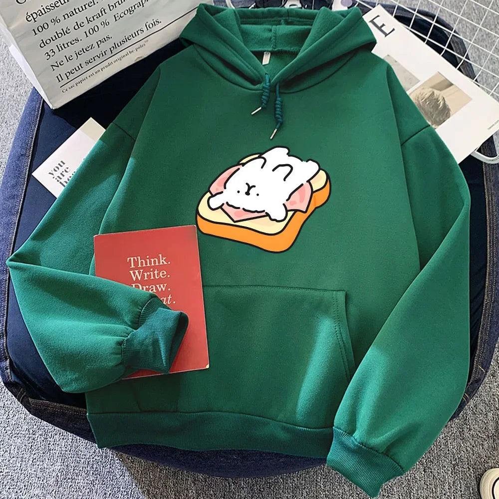 kawaiies-softtoys-plushies-kawaii-plush-Ham Toastie Luckie the Dog Unisex Hoodie Apparel Dark Green S 