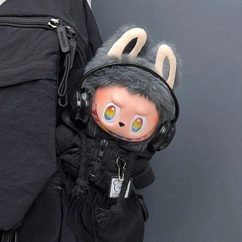 kawaiies-softtoys-plushies-kawaii-plush-Handmade All-Black Streetwear Labubu Outfit Accessories 