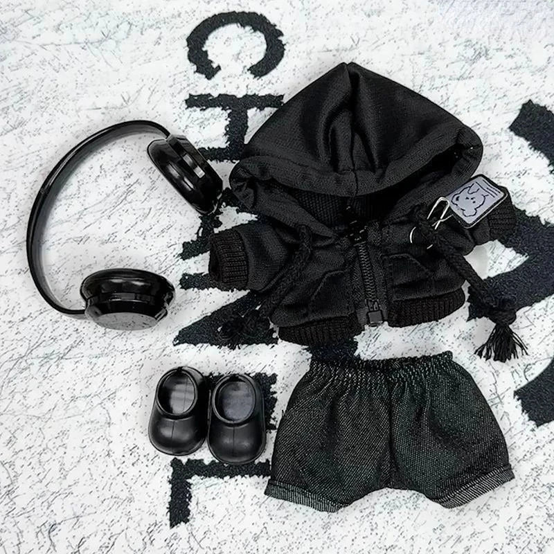 kawaiies-softtoys-plushies-kawaii-plush-Handmade All-Black Streetwear Labubu Outfit Accessories 