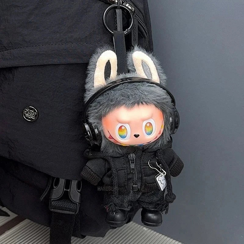 kawaiies-softtoys-plushies-kawaii-plush-Handmade All-Black Streetwear Labubu Outfit Accessories 