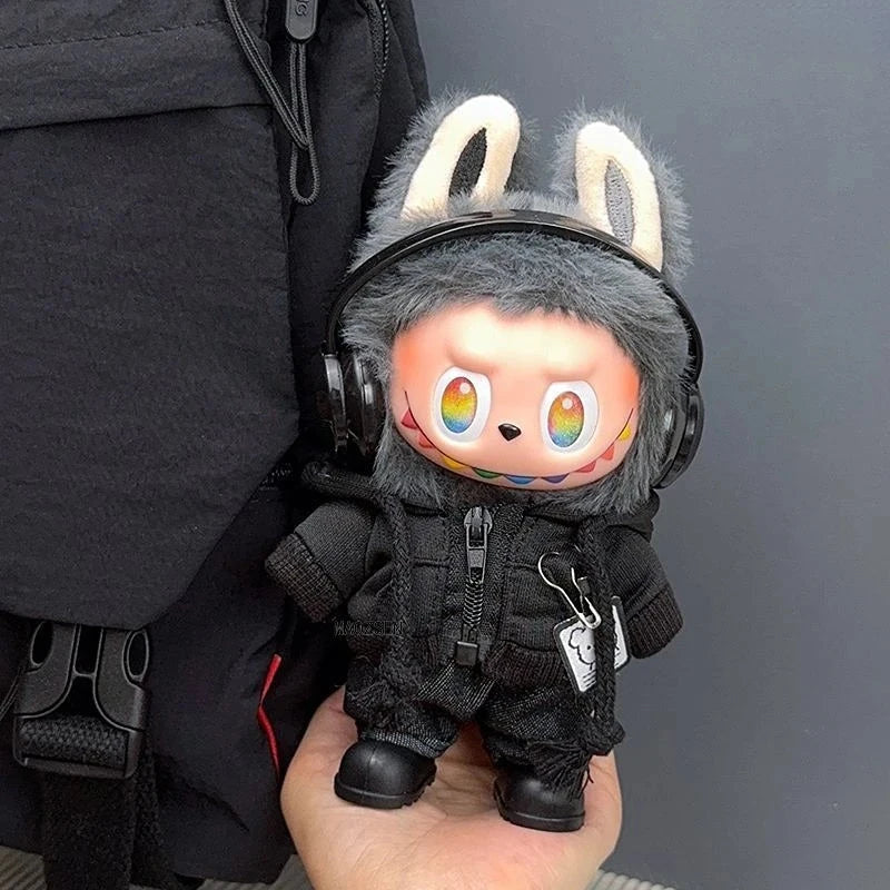 kawaiies-softtoys-plushies-kawaii-plush-Handmade All-Black Streetwear Labubu Outfit Accessories 