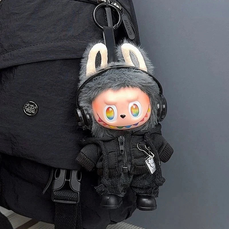 kawaiies-softtoys-plushies-kawaii-plush-Handmade All-Black Streetwear Labubu Outfit Accessories 
