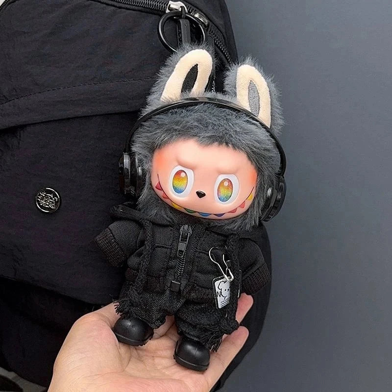 kawaiies-softtoys-plushies-kawaii-plush-Handmade All-Black Streetwear Labubu Outfit Accessories 