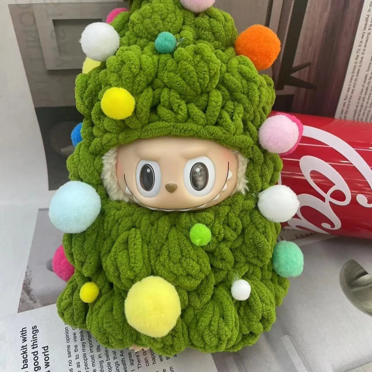 kawaiies-softtoys-plushies-kawaii-plush-Handmade Crochet Christmas Tree Labubu Outfit Accessories Green 
