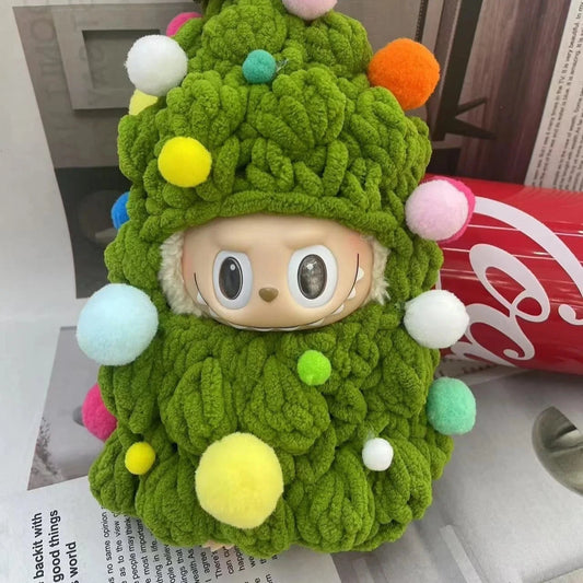 kawaiies-softtoys-plushies-kawaii-plush-Handmade Crochet Christmas Tree Labubu Outfit Accessories Green 
