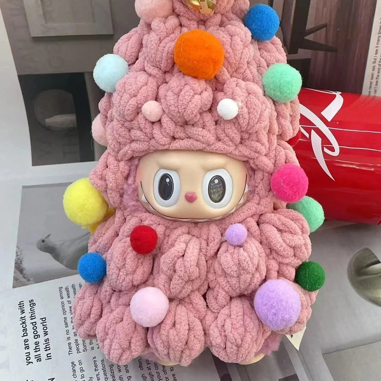 kawaiies-softtoys-plushies-kawaii-plush-Handmade Crochet Christmas Tree Labubu Outfit Accessories Pink 
