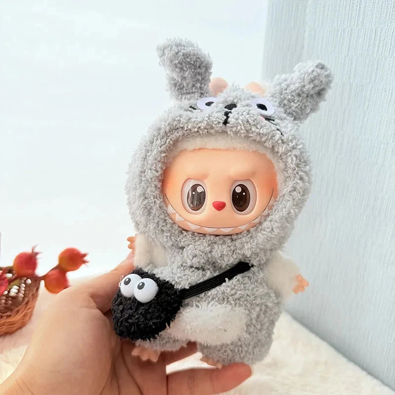 kawaiies-softtoys-plushies-kawaii-plush-Handmade Grey Forest Spirit Tanuki Labubu Outfits Accessories 