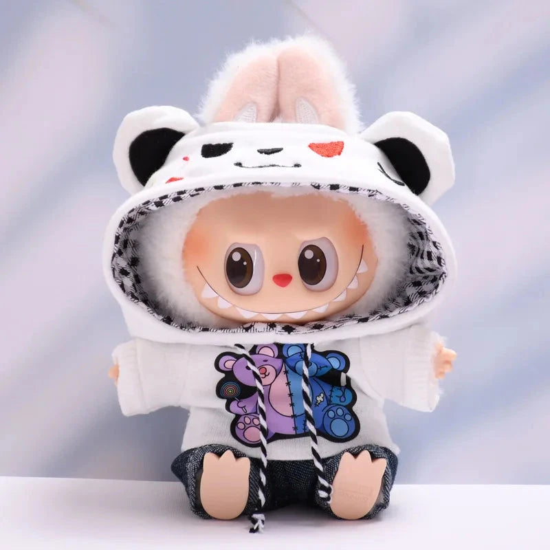 kawaiies-softtoys-plushies-kawaii-plush-Handmade Kawaii Street Bear Hoodie Labubu Outfit Accessories White 