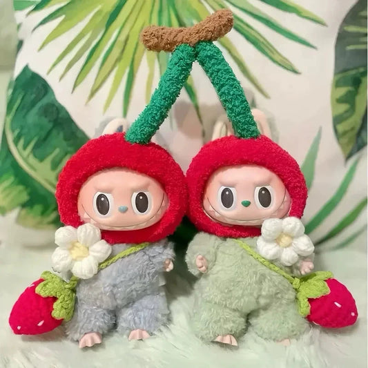 kawaiies-softtoys-plushies-kawaii-plush-. Handmade Knit Cherry Twins Labubu Outfit Accessories 